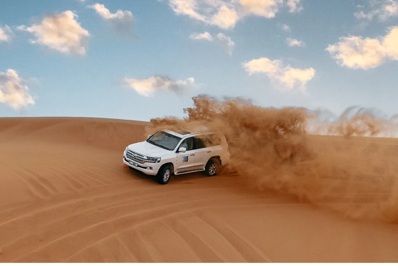 A 4x4 dune bashing in the Dubai desert